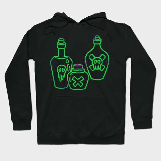 Poison bottles in toxic neon green and purple, vector illustration Hoodie by F-for-Fab